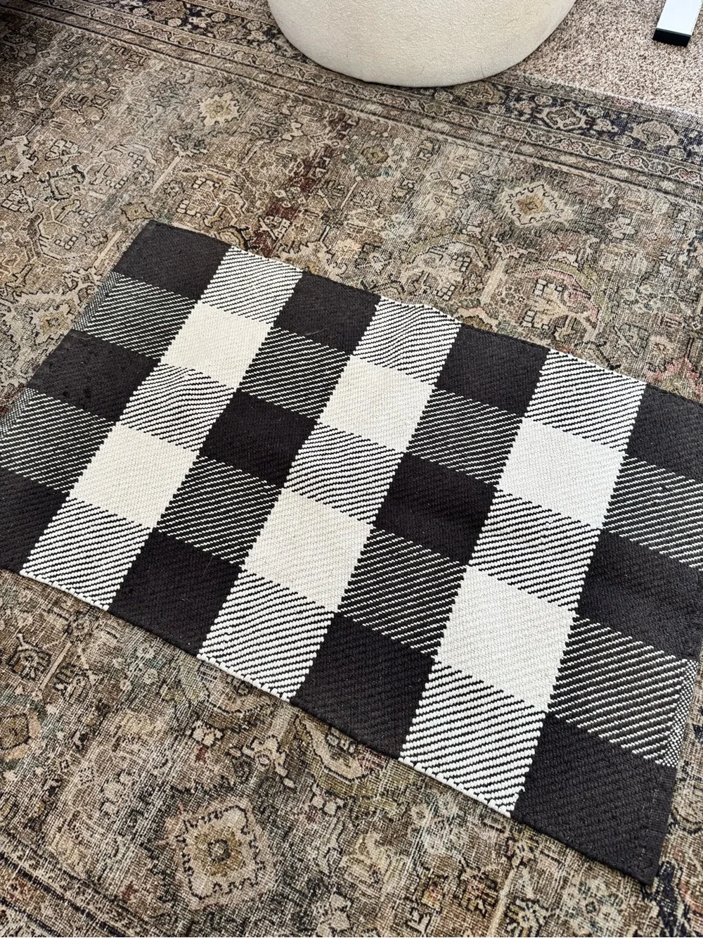 Black and White Buffalo Check Accent Rug - Unbranded